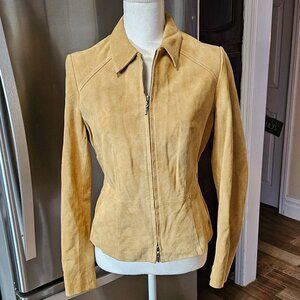 Womens George Mark Eisen Suede Leather Zipper Jacket Tan Size S(4-6)